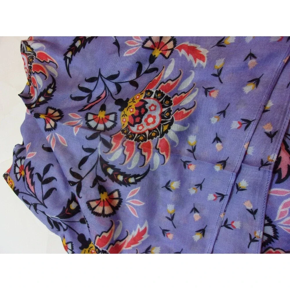 Vera Bradley Mural Garden Fringe Long Scarf 100% Rayon Purple Orange New - Picture 7 of 7